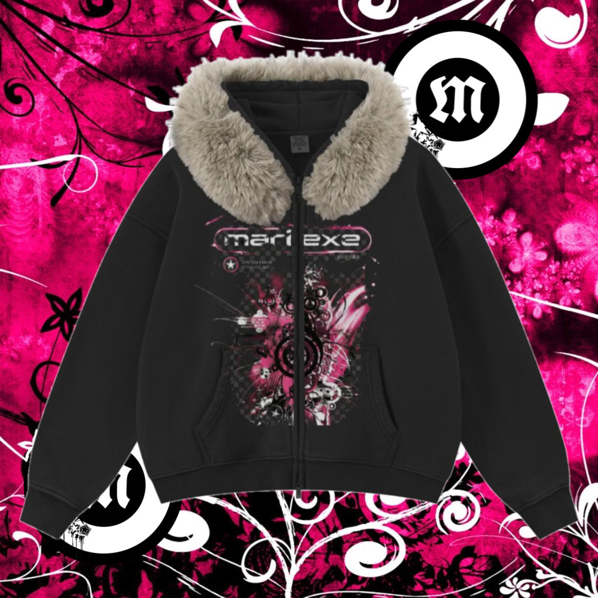Pink FrutigerMetro Faux Fur zipper Hoodie