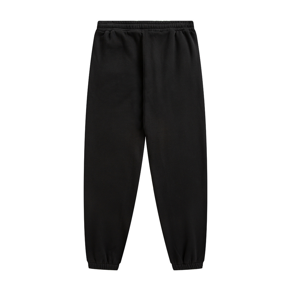 345GSM Unisex Fleece-Lined Clean Solid Drawstring Jogger Sweatpants Black